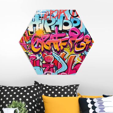 Quadros hexagonais Hip Hop Graffiti