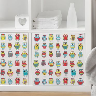 Papel autocolante para móveis Kids Pattern With Various Owls