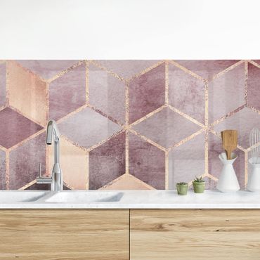 Backsplash de cozinha Pink Grey Golden Geometry