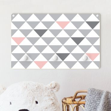 Cabide de parede infantil Triangles Grey White Pink