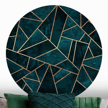 Papel de parede redondo Dark Turquoise With Gold
