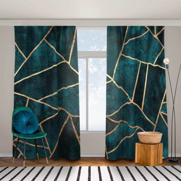 Cortinas Dark Turquoise With Gold
