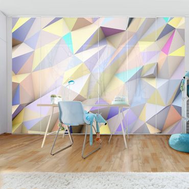 Painéis japoneses Geometric Pastel Triangles In 3D