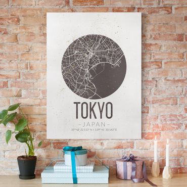 Telas decorativas Tokyo City Map - Retro