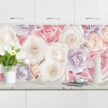 Backsplash de cozinha Pastel Paper Art Roses