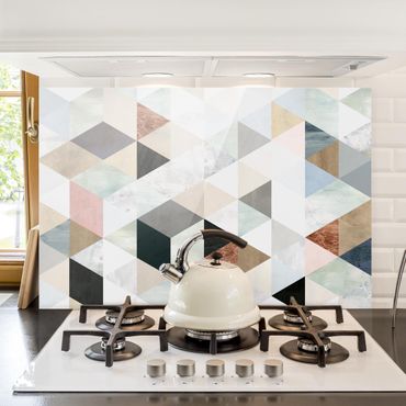 Painel anti-salpicos de cozinha Watercolor Mosaic With Triangles I