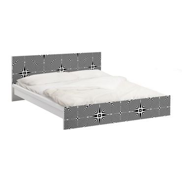 Papel autocolante para móveis Cama Malm IKEA Abstract Ornament Black And White