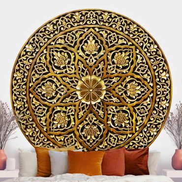 Papel de parede redondo Noble Mandala In Wood Look
