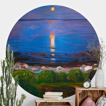 Papel de parede redondo Edvard Munch - Summer Night By The Beach