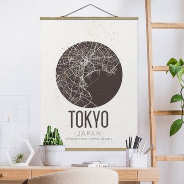 Quadros em tecido Tokyo City Map - Retro