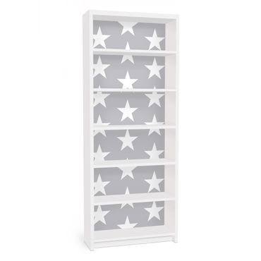 Papel autocolante para móveis Estante Billy IKEA White Stars On Grey Background