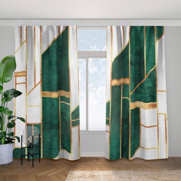 Cortinas Emerald And gold Geometry