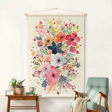 Tapeçaria de parede Esther Meinl - Colourful Watercolour Flowers