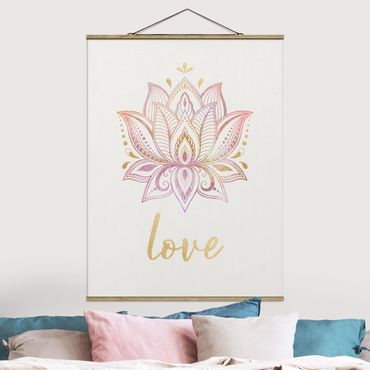 Quadros em tecido Mandala Namaste Lotus Set Gold Light Pink
