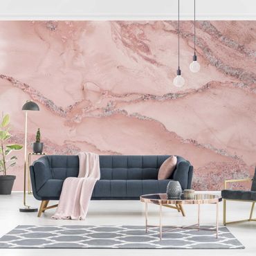 Mural de parede Colour Experiments Marble Light Pink And Glitter