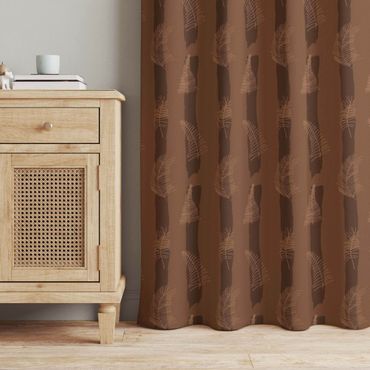 Cortinas Fern Illustration With Stripes - Fawn Brown