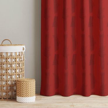 Cortinas Fern Illustration With Stripes - Red