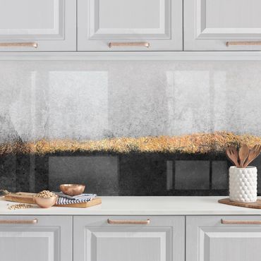 Backsplash de cozinha Abstract Golden Horizon Black And White
