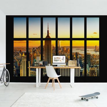 Mural de parede Window View Manhattan Skyline Sunset