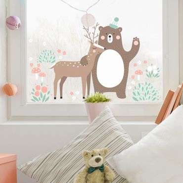 Autocolantes para vidros Forest Friends With Bear And Deer