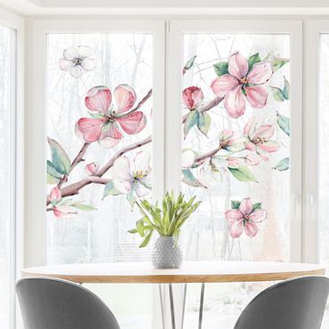 Autocolantes para vidros Cherry Blossom Branch Watercolour