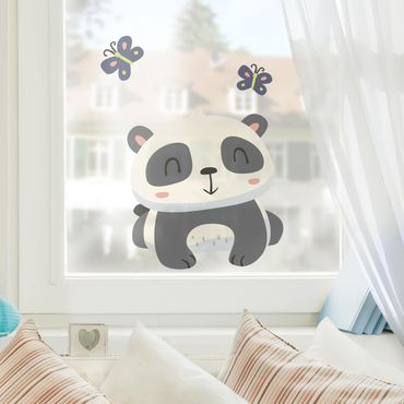 Autocolantes para vidros Panda With Butterflies