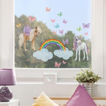 Autocolantes para vidros Set Unicorn And Butterflies