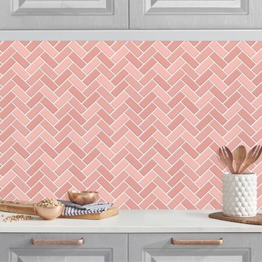 Backsplash de cozinha Fish Bone Tiles - Antique Pink