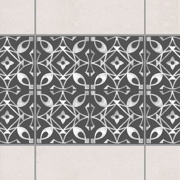 Autocolantes para azulejos Dark Gray White Pattern Series No.08