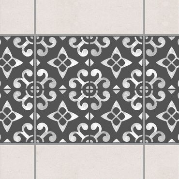 Autocolantes para azulejos Dark Gray White Pattern Series No.05