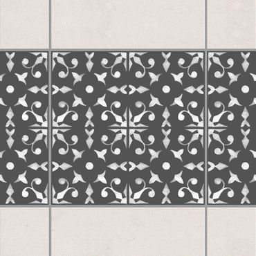 Autocolantes para azulejos Dark Gray White Pattern Series No.06