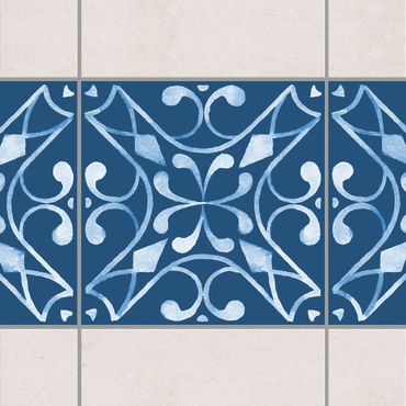 Autocolantes para azulejos Pattern Dark Blue White Series No.3