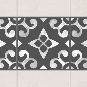 Autocolantes para azulejos Pattern Dark Gray White Series No.05