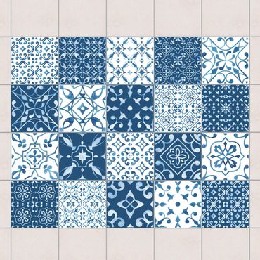 Autocolantes para azulejos Multicolour Pattern Blue White
