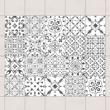 Autocolantes para azulejos Gray White Pattern Mix