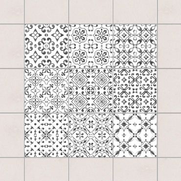 Autocolantes para azulejos Gray White Pattern Series