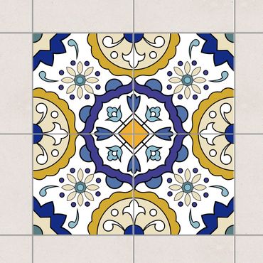 Autocolantes para azulejos Flowers ornament from 4 Spanish tiles