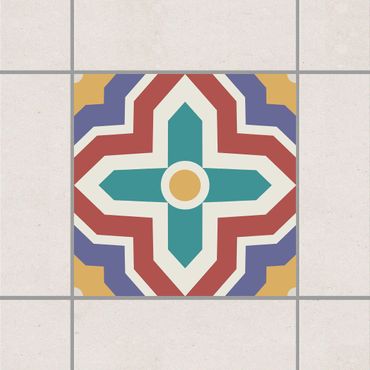 Autocolantes para azulejos Moroccan tile crisscross pattern