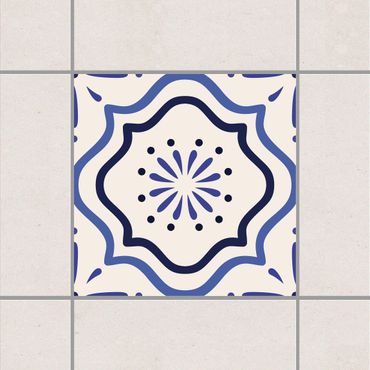 Autocolantes para azulejos Mediterranean tile white blue