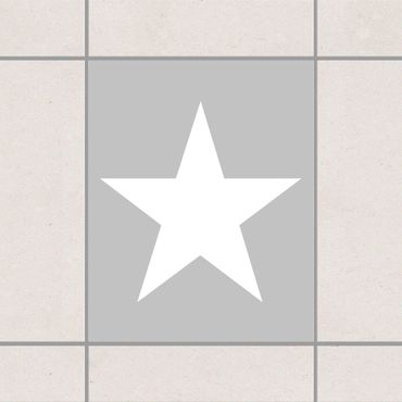Autocolantes para azulejos Large white stars on grey