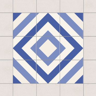Autocolantes para azulejos Tile Sticker Set - Moroccan tiles check blue white