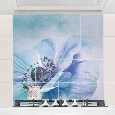 Películas para azulejos Flower In Turquoise