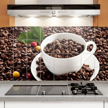 Películas para azulejos Coffee Cup With Roasted Coffee Beans