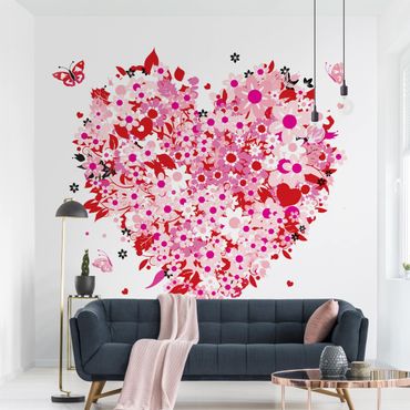 Papel de parede padrões Floral Retro Heart