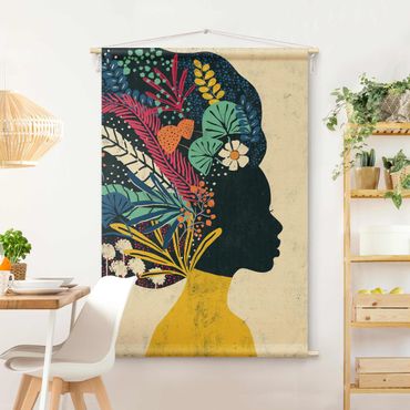 Tapeçaria de parede Woman With Floral Afro