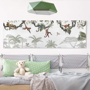 Telas decorativas Cheeky monkeys in tropical canopies