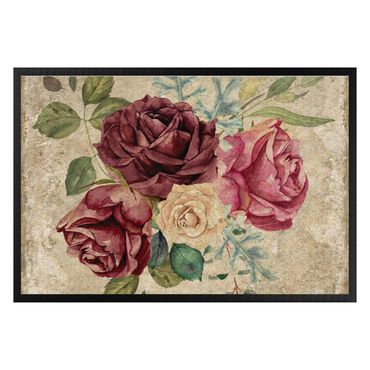 Tapetes de entrada Vintage Roses And Hydrangeas