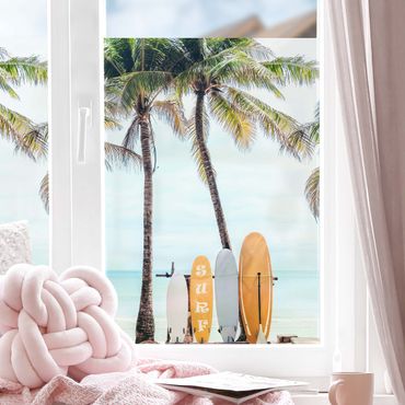 Péliculas para janelas Yellow Surfboards Under Palm Trees
