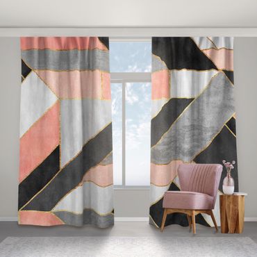 Cortinas Geometry Pink And Gold