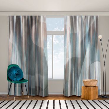 Cortinas Geometrical Shapes In Copper And Blue